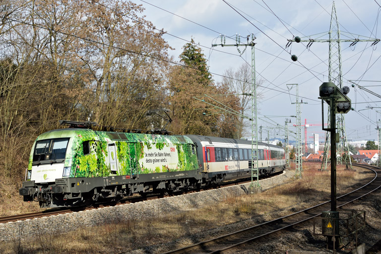 &Ouml;BB 1016 023 mit IC 187 bei km 17,4 (Februar 2019)