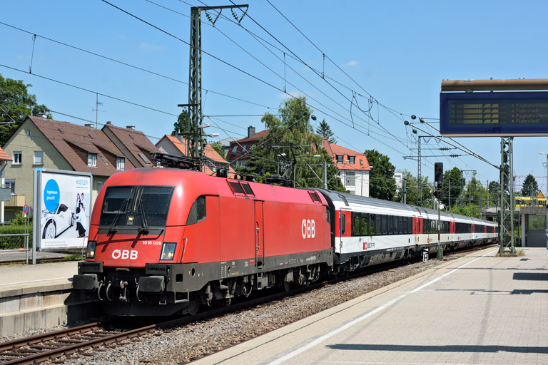 &Ouml;BB 1016 029 mit IC 187 bei km 15,6 (Juli 2019)