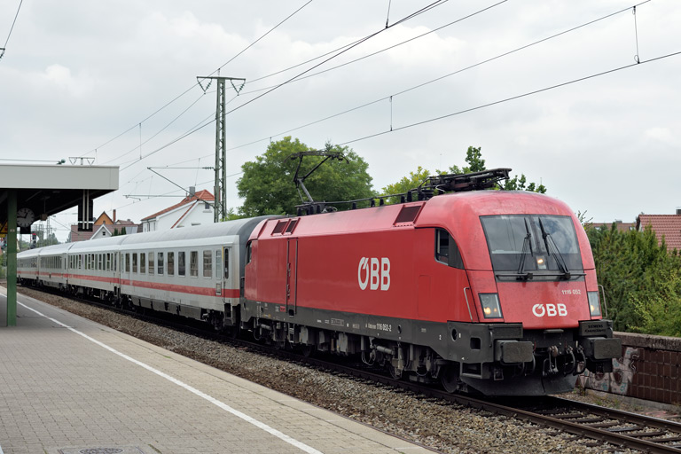 &Ouml;BB 1116 052 mit IC 2237 bei km 16,8 (August 2019)