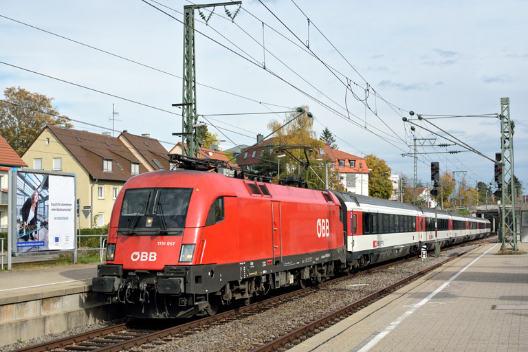 &Ouml;BB 1116 067 mit IC 187 bei km 15,6 (Oktober 2019)