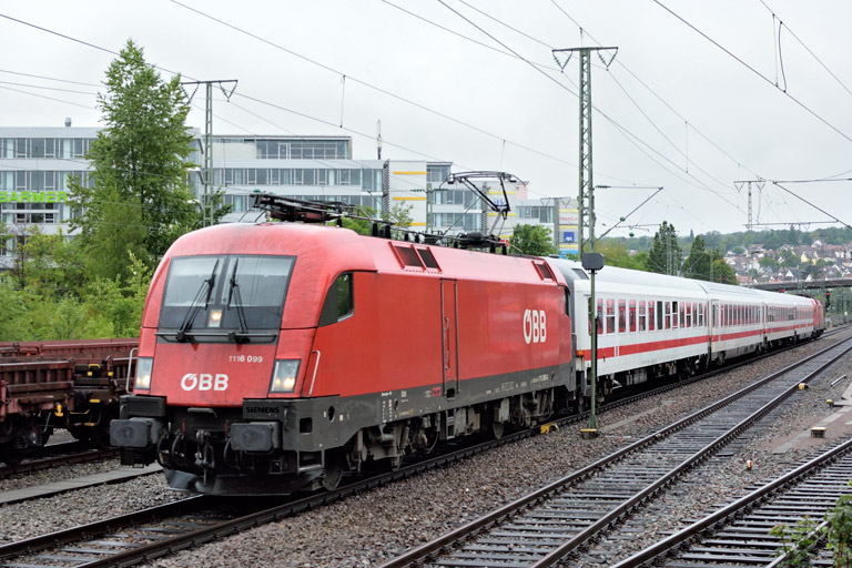&Ouml;BB 1116 099 mit IC 2386 bei km 15,8 (August 2019)