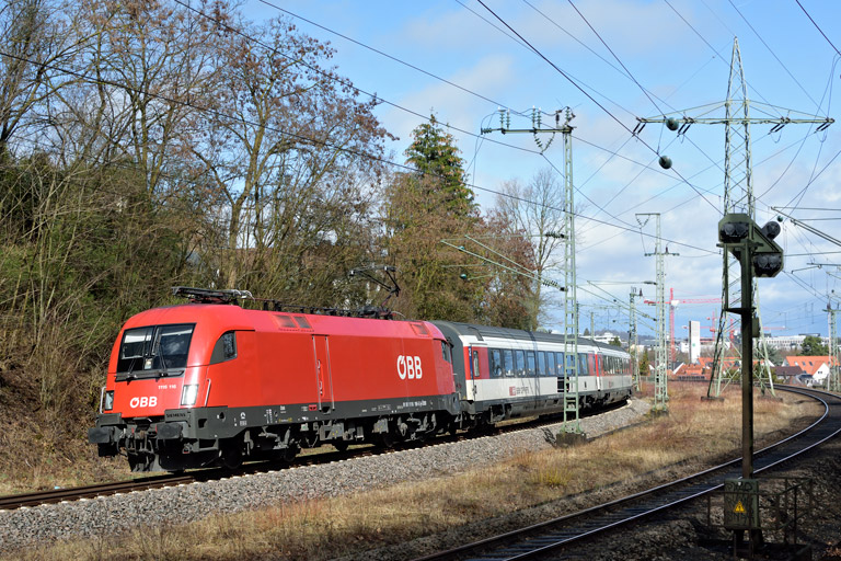&Ouml;BB 1116 116 mit IC 187 bei km 17,4 (M&auml;rz 2019)