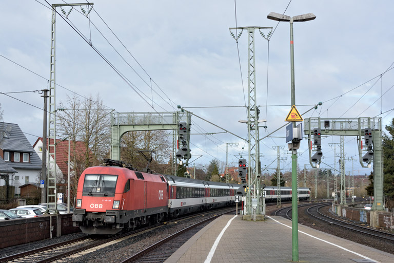 &Ouml;BB 1116 126 mit IC 187 bei km 16,6 (Januar 2019)