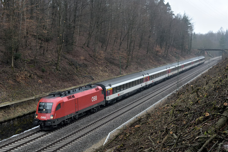 &Ouml;BB 1116 131 mit IC 188 bei km 19,0 (Februar 2019)