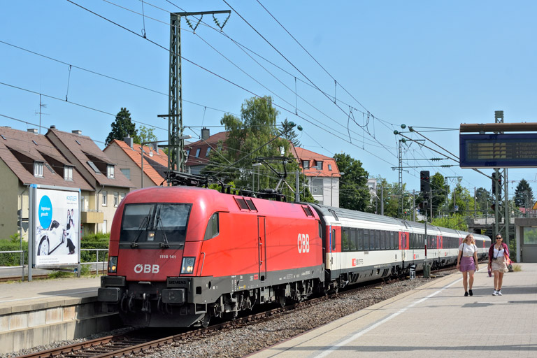 &Ouml;BB 1116 141 mit IC 187 bei km 15,6 (Juli 2019)
