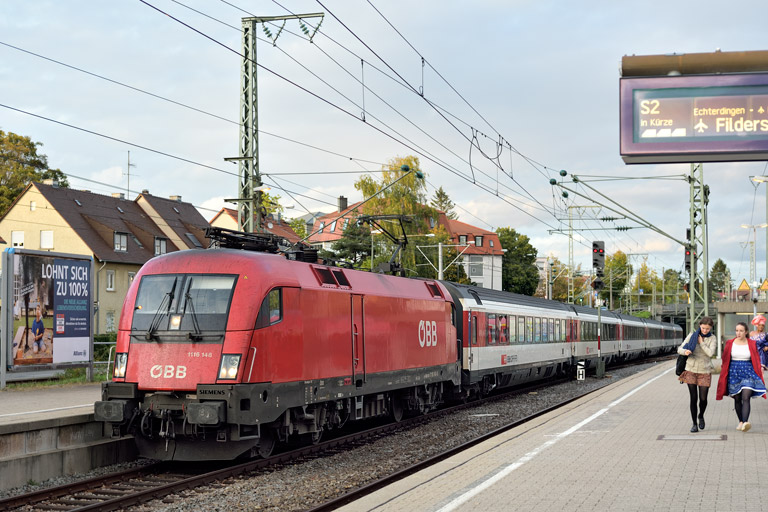 &Ouml;BB 1116 148 mit IC 283 bei km 15,6 (September 2019)