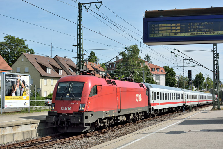 &Ouml;BB 1116 170 mit IC 2335 bei km 15,6 (August 2019)