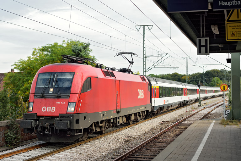 &Ouml;BB 1116 172 mit IC 186 bei km 16,8 (September 2019)