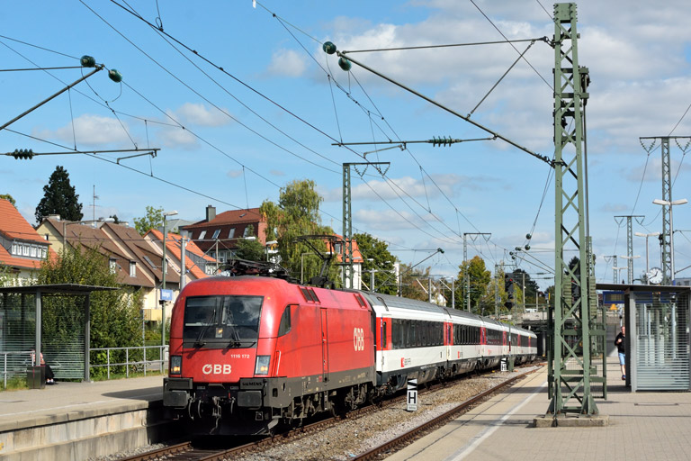 &Ouml;BB 1116 172 mit IC 187 bei km 15,6 (September 2019)