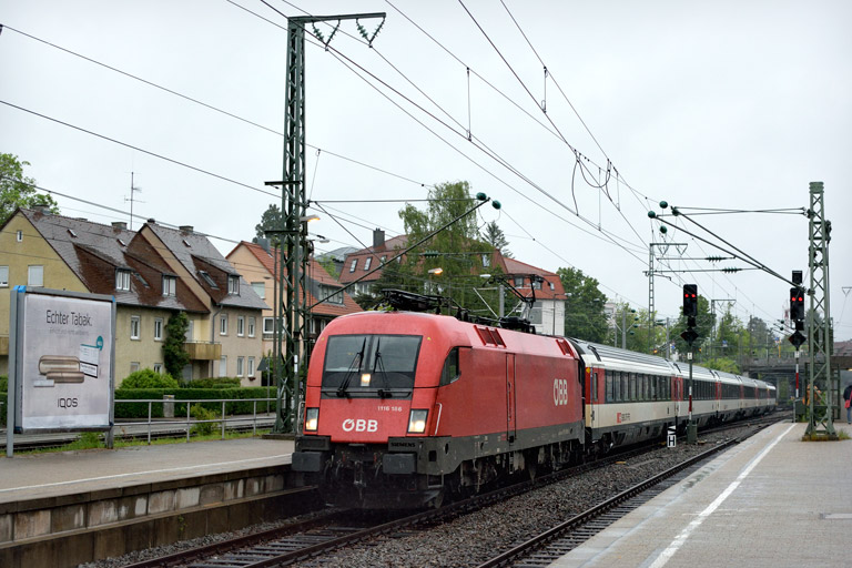 &Ouml;BB 1116 186 mit IC 283 bei km 15,6 (Mai 2019)