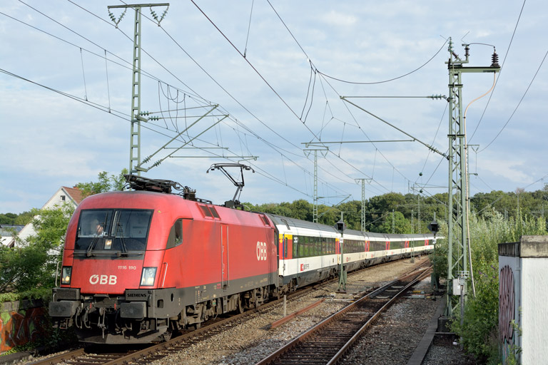 &Ouml;BB 1116 190 mit IC 184 bei km 16,8 (Juli 2019)