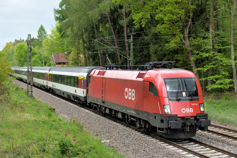 &Ouml;BB 1116 191 mit IC 188 bei km 18,2 (Mai 2019)