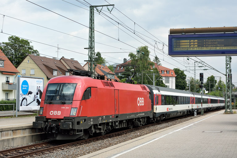 &Ouml;BB 1116 281 mit IC 187 bei km 15,6 (Juli 2019)
