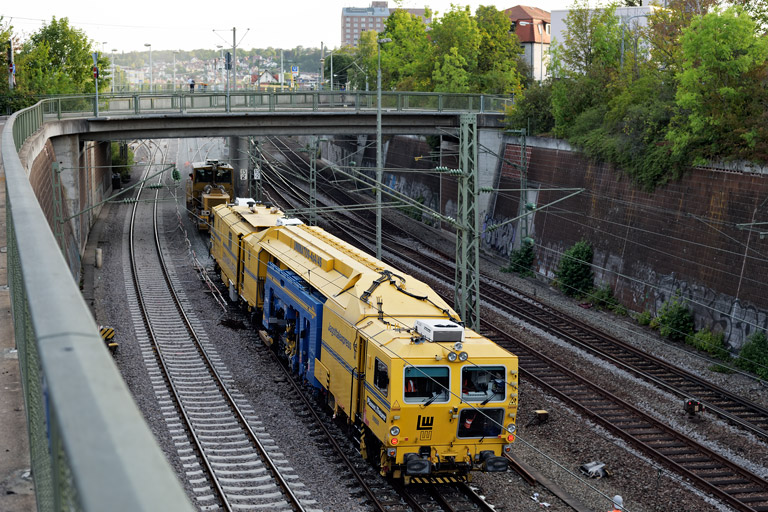 Gleisstopfmaschine bei km 15,2 (August 2019)