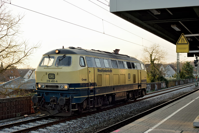 218 460 als T 77759 bei km 16,8 (April 2020)