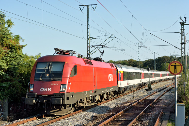 &Ouml;BB 1116 150 mit IC 186 bei km 16,8 (September 2020)