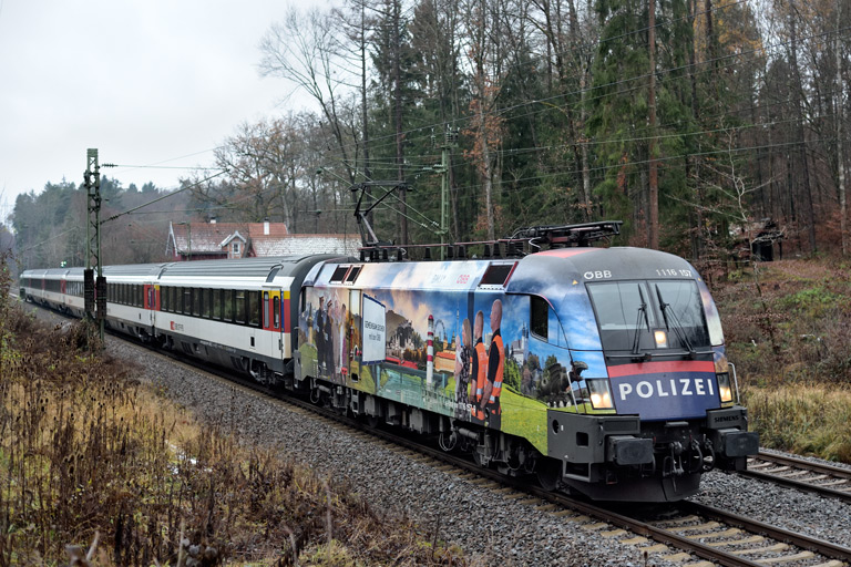 &Ouml;BB 1116 157 mit IC 188 bei km 18,2 (Dezember 2020)