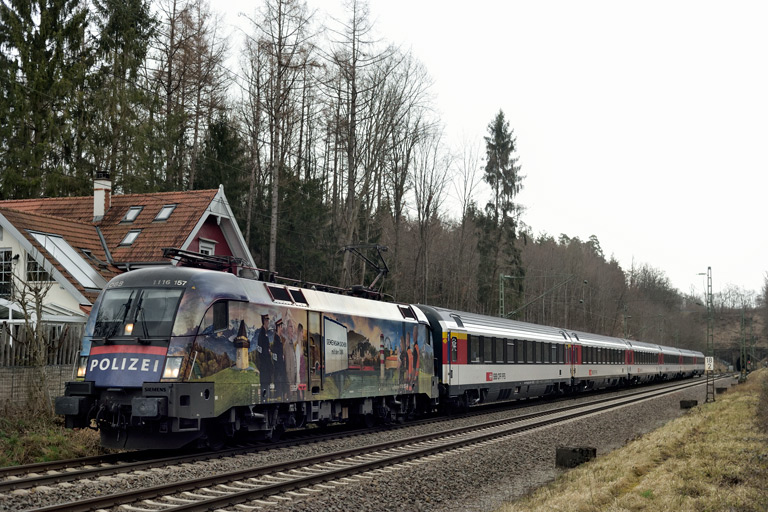 &Ouml;BB 1116 157 mit IC 189 bei km 18,2 (M&auml;rz 2020)