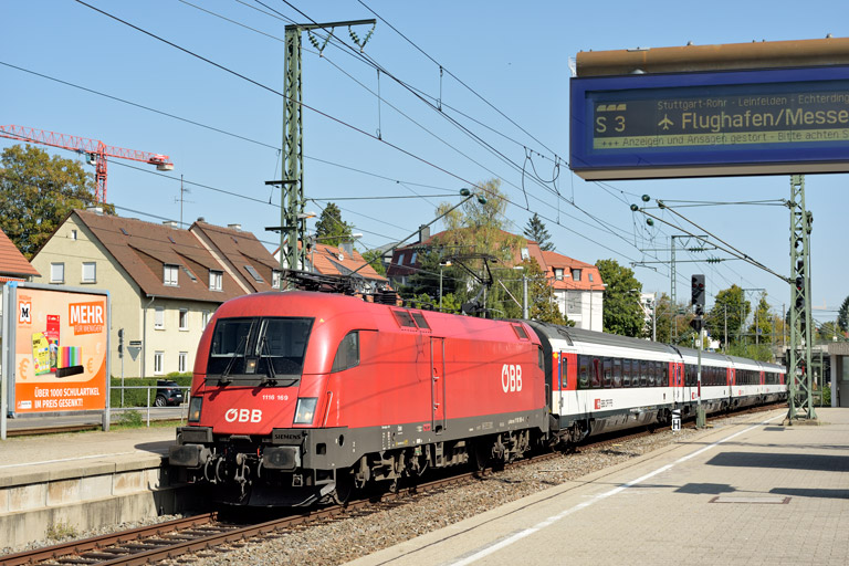 &Ouml;BB 1116 169 mit IC 187 bei km 15,6 (September 2020)