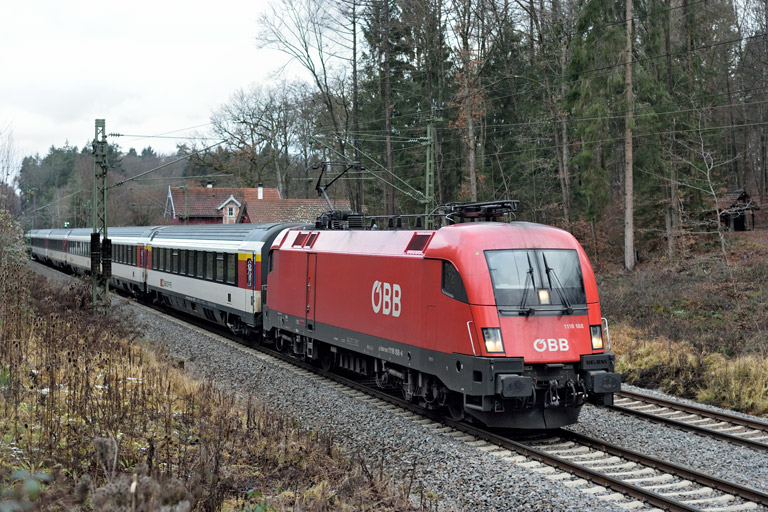 &Ouml;BB 1116 188 mit IC 188 bei km 18,2 (Dezember 2020)