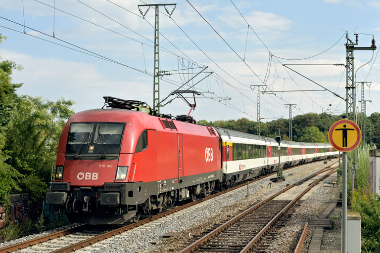 &Ouml;BB 1116 190 mit IC 186 bei km 16,8 (August 2020)