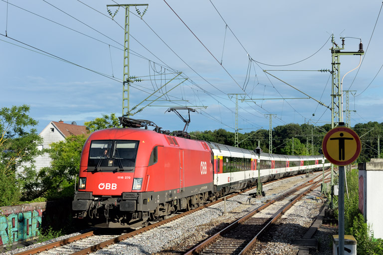&Ouml;BB 1116 270 mit IC 184 bei km 16,8 (Juni 2020)