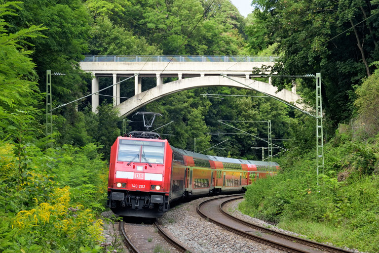 146 202 mit S-Bahnersatzzug bei km 10,8 (August 2021)