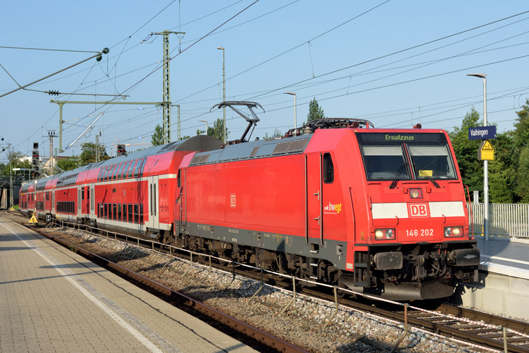 146 202 mit S-Bahnersatzzug bei km 15,6 (August 2021)