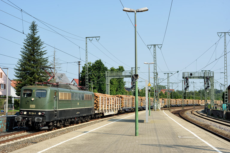 151 124 mit DGS 94054 bei km 16,8 (Juli 2021)