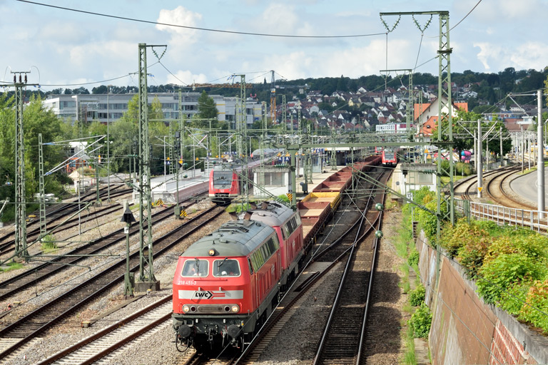 218 451 und 218 450 bei km 15,4 (August 2021)