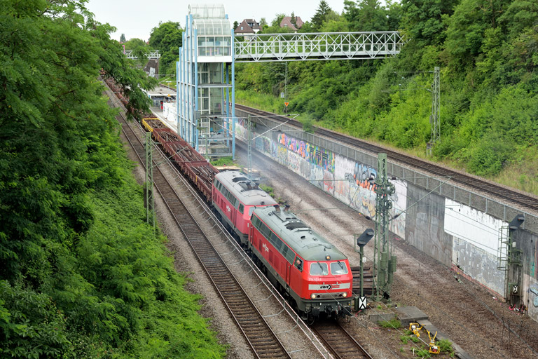218 451 und 218 450 bei km 14,0 (August 2021)