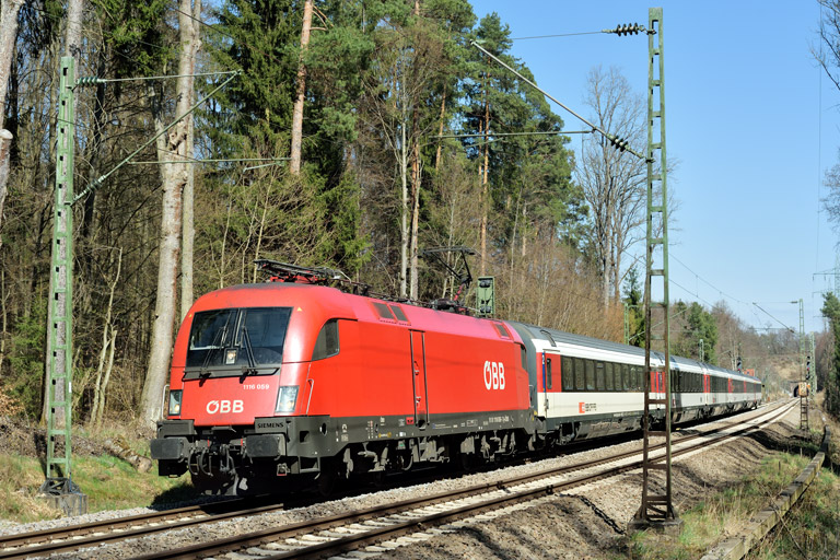 &Ouml;BB 1116 059 mit IC 189 bei km 19,2 (April 2021)