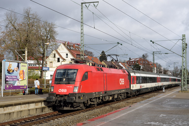 &Ouml;BB 1116 065 mit IC 187 bei km 15,6 (Januar 2021)