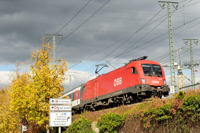 &Ouml;BB 1116 083 mit IC 189 bei km 16,4 (Oktober 2021)