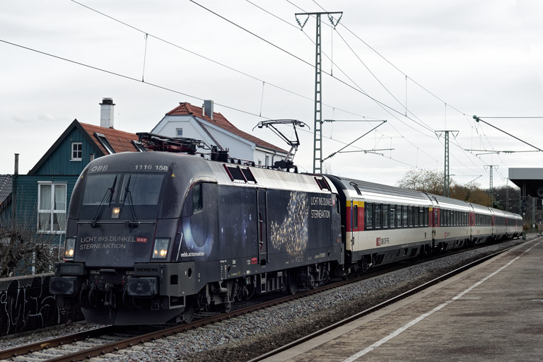 &Ouml;BB 1116 158 mit IC 280 bei km 16,8 (Januar 2021)