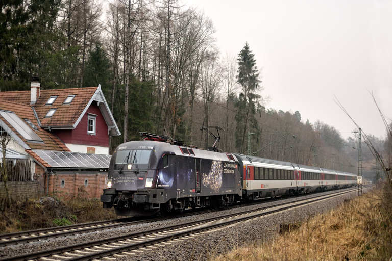 &Ouml;BB 1116 158 mit IC 281 bei km 18,2 (Februar 2021)