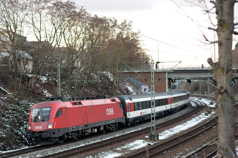 &Ouml;BB 1116 198 mit IC 281 bei km 14,4 (Januar 2021)