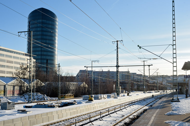 Bahnsteigbau bei km 15,6 (Februar 2021)
