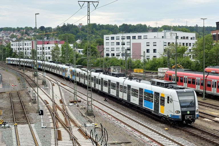 423 307, 423 335 und 423 345 bei km 16,0 (Juni 2022)