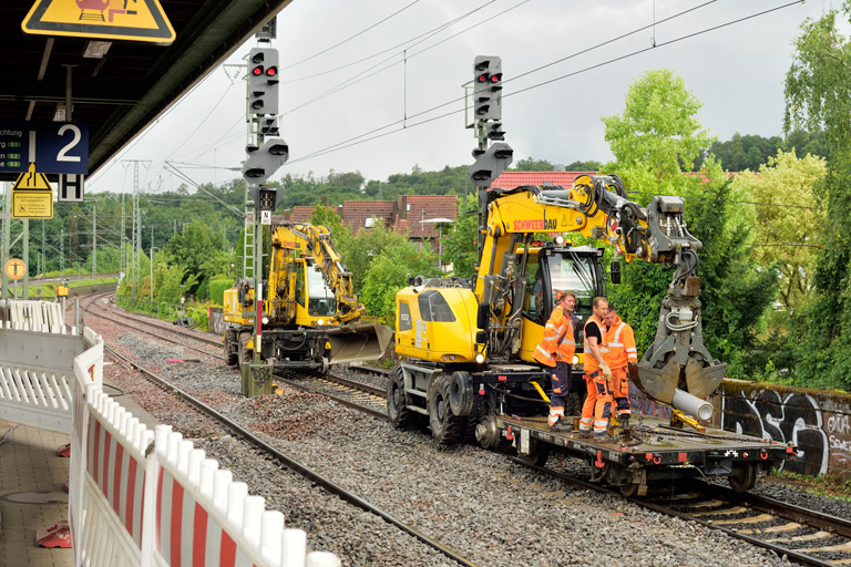 Gleis- und Weichenerneuerung bei km 16,8 (Juni 2022)