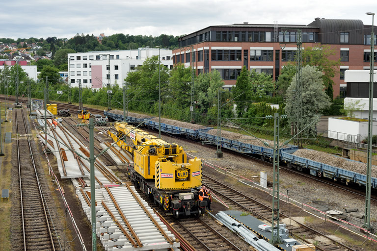 Schienenkranwagen bei km 16,0 (Juni 2022)