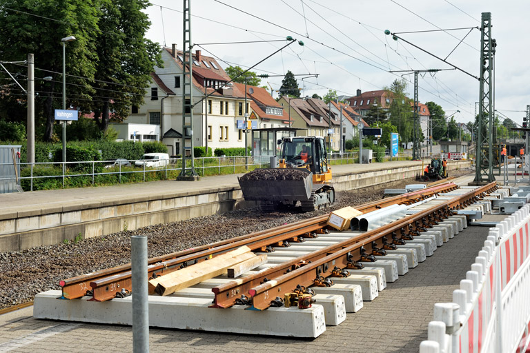 Gleis- und Weichenerneuerung bei km 15,6 (Juni 2022)