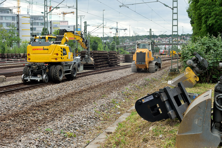 Gleis- und Weichenerneuerung bei km 15,6 (Juni 2022)