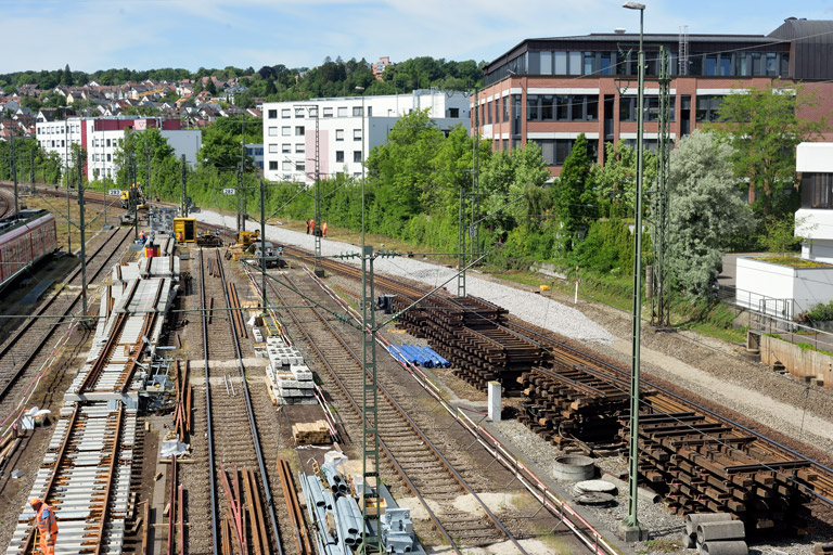 Gleis- und Weichenerneuerung bei km 16,0 (Juni 2022)