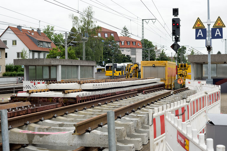 Gleis- und Weichenerneuerung bei km 15,8 (Juni 2022)