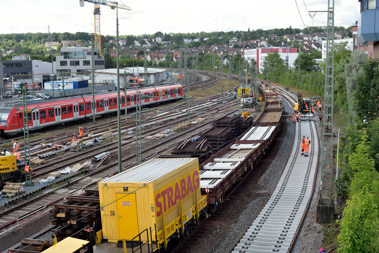 Gleis- und Weichenerneuerung bei km 16,0 (Juni 2022)