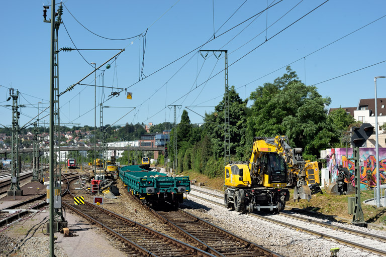 Gleis- und Weichenerneuerung bei km 15,8 (Juni 2022)