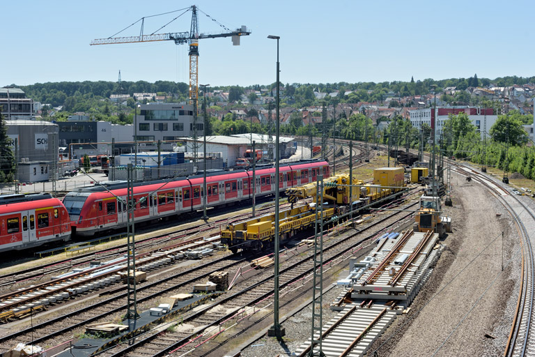 Gleis- und Weichenerneuerung bei km 16,0 (Juni 2022)