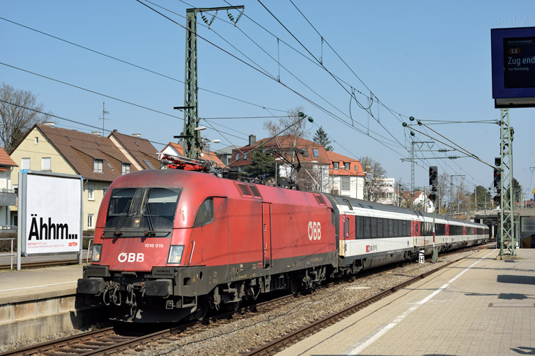 &Ouml;BB 1016 019 mit IC 187 bei km 15,6 (M&auml;rz 2022)