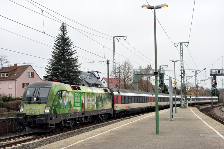 &Ouml;BB 1016 020 mit IC 187 bei km 16,8 (Januar 2022)